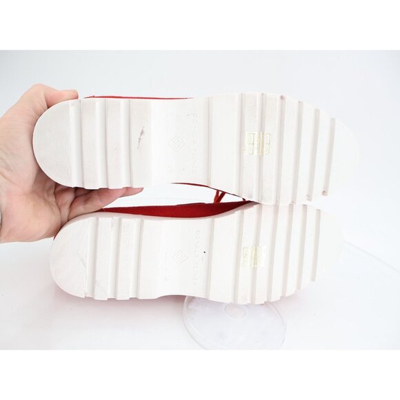 Donald Pliner Harlie Platform Loafer Boat Shoe Slip On Size 10 Red Suede - Picture 8 of 14